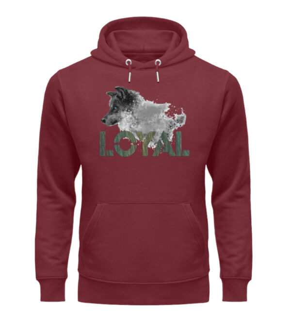 Loyal Wolf - Wood  - Unisex Organic Hoodie – Bild 3