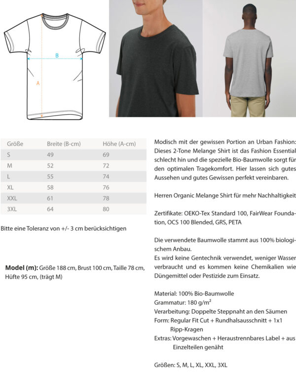 Ich könnte kotzen  - Herren Organic Melange Shirt – Bild 2